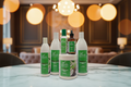 Set of skincare products on a table with blurred background