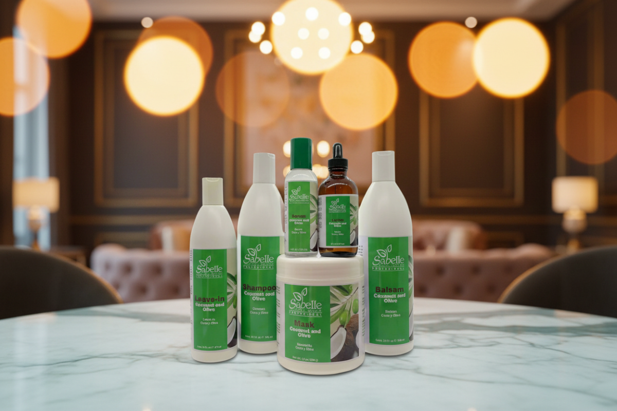 Set of skincare products on a table with blurred background