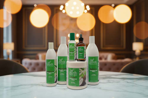 Set of skincare products on a table with blurred background